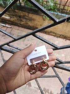 Gold Circle Drop Earrings
