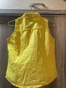 Yellow Sleeveless Button-Up Top