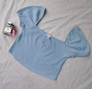 Blue Puff Sleeve Top
