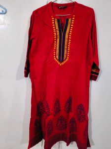 Red Printed Kurta