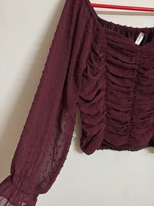 Burgundy Long Sleeve Top