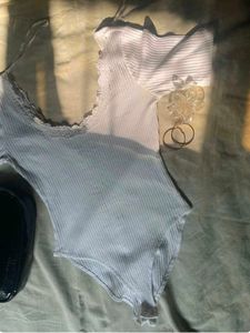 White Ribbed Bodysuit