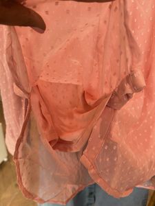 Pink Sheer Polka Dot Blouse