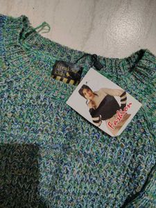 Green Waffle Knit Sweater