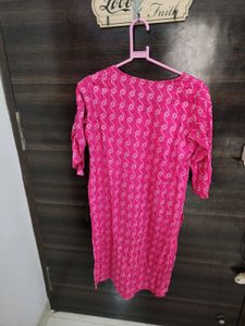 Pink Printed Kurta with trendy sleeves