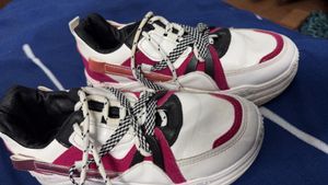 White Multi Colour Trendy Shoes