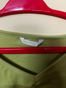 Lime Green Solid Ribbed Top