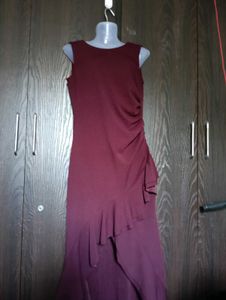 Burgundy Ruffle Hem Midi Dress