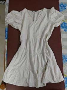 Zudio White Tiered Mini Dress