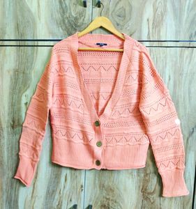 Peach Colour Knit Cardigan size-40