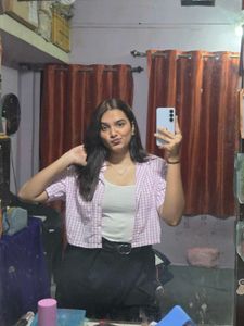 Checked Crop Top Shirt