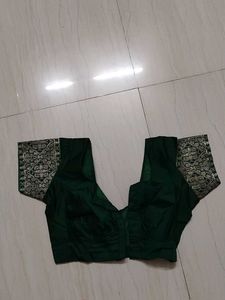 Elegant Navy Blue Saree With Bottle Green Blouse