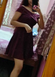 Women Skater Maroon Dress