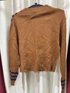 Women Mustard Yellow And Black Printed Pullover
