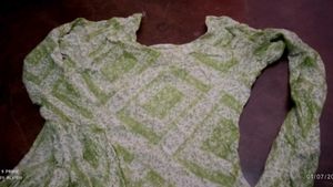 Green Printed Gown Dress &amp; Scarf Set Xl Size