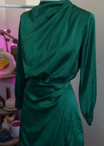 Green Satin Mini Dress