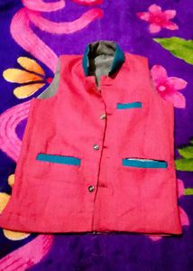 Pink & Gray  Accent Nehru Vest