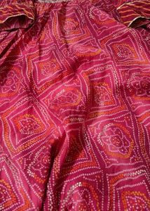 Libas Bandhani Yoke Design Mirror Work Kurta Set