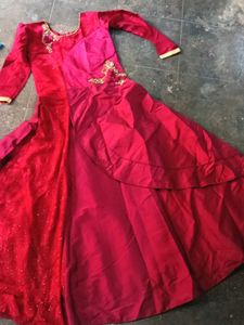 Red Embellished Girls&#39; Dress