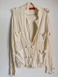 Ladies Small Ivory Knit Open Cardigan/Shrug