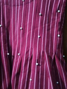 Red Peplum Top With Pearls