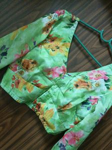 Neon Green Floral Blouse