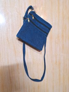 Denim Embroidered Sling Bag