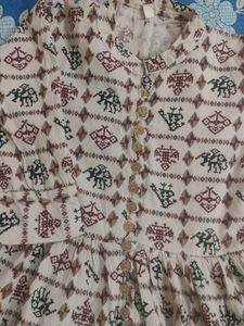 Cream Cotton Short Kurti