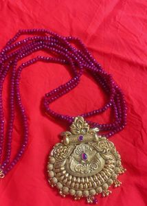 Ruby Beads 3 Layers Chain And 1.5 Gram Gold Polish