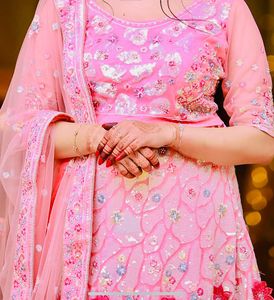Pink Floral Embellished Lehenga
