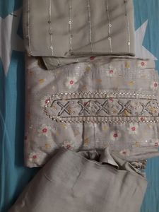 Glace Cotton With Handwork Suit