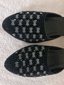 Glamour Black Embellished Mules