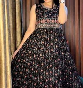 Embroidered Black Ethnic Gown
