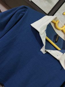 Chic Blue &amp; White Polo Shirt