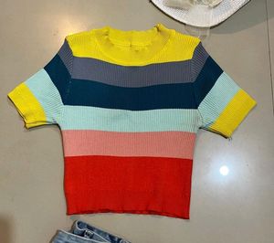 Crop Top rainbow multicoloured
