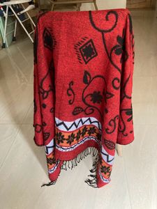 A Woollen Poncho/ Cape With Embroidery