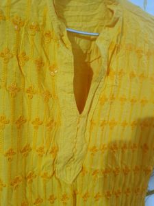 Yellow Embroidered Kurta