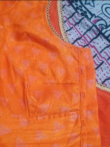 Orange Blouse with Triangle Pattern