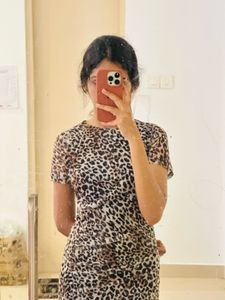 Leopard Mesh Maxi Dress