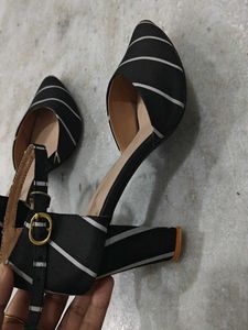 Striped Heeled Sandals