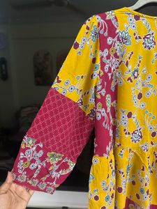 Floral Print Yellow And Red Blouse, size 36-38