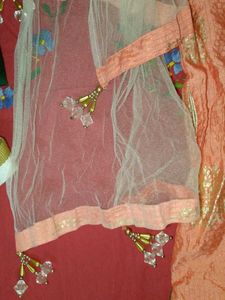 Ethnic dress with net dupatta