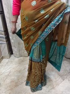 Double Shades Awesome Sari With Blouse