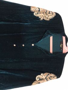 Emerald Green &amp; Golden Velvet Pant set