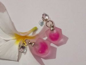 Frosted Blush: Pink Dangle Earrings