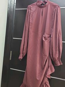 Mauve Ruffle Midi Dress