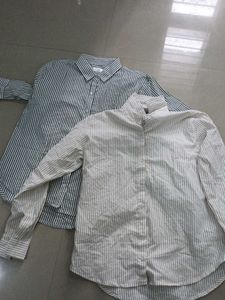 Two Striped Button-Down Shirts || Black & Yellow