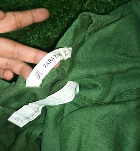 Zara Green Linen Tunic Top