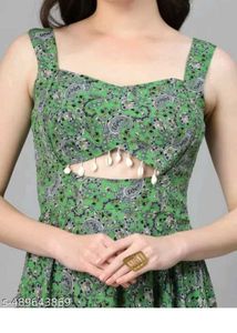 Green Printed Maxi Dress