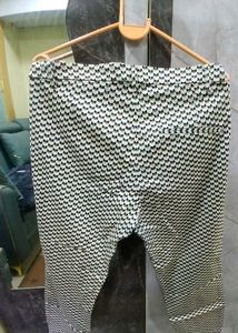 Patterned Blend Trousers Side Zip And Pocket